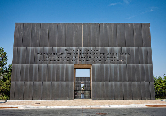Oklahoma City National MemorialIn this spot the truck was parked. This was the front of the Murrah Federal Building.